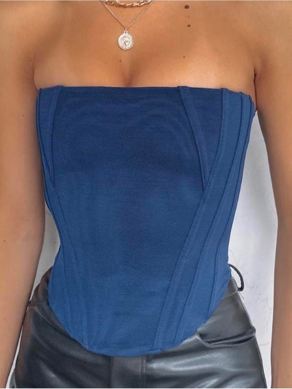 White Fox Boutique Navy Strapless Supported Corset